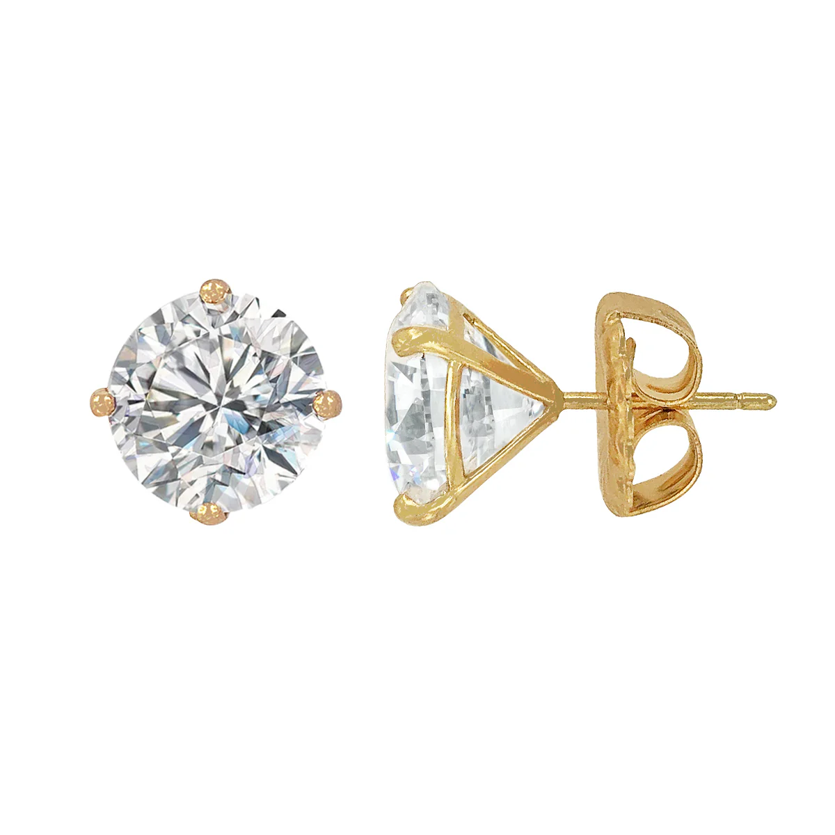 14K Faux Diamond Stud Earrings - Image 3
