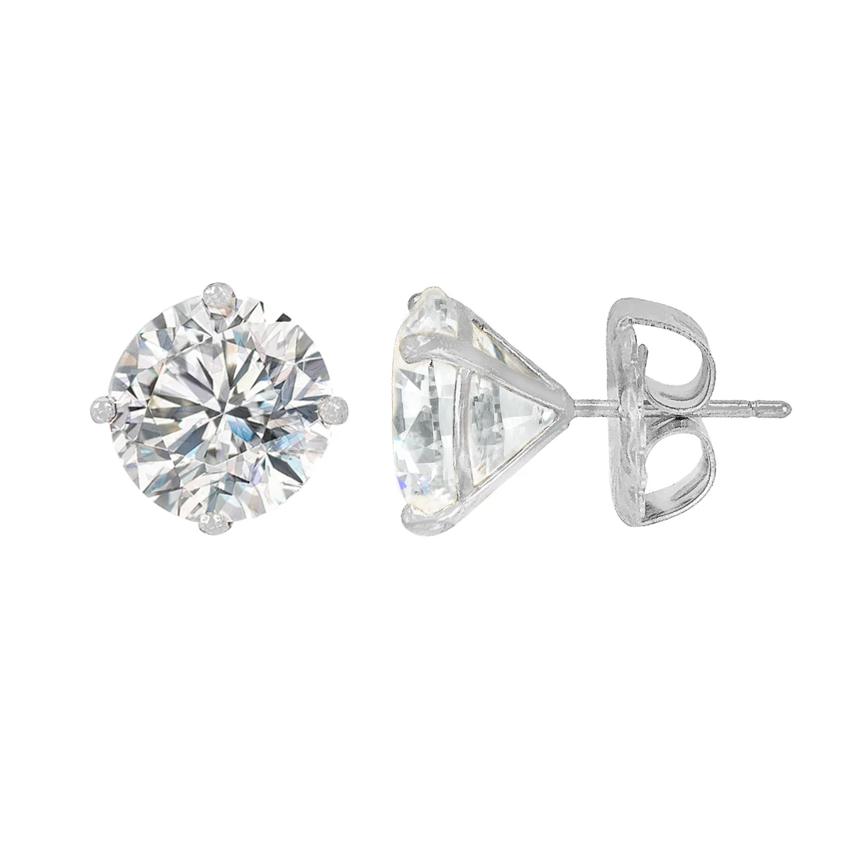 14K Faux Diamond Stud Earrings - Image 5