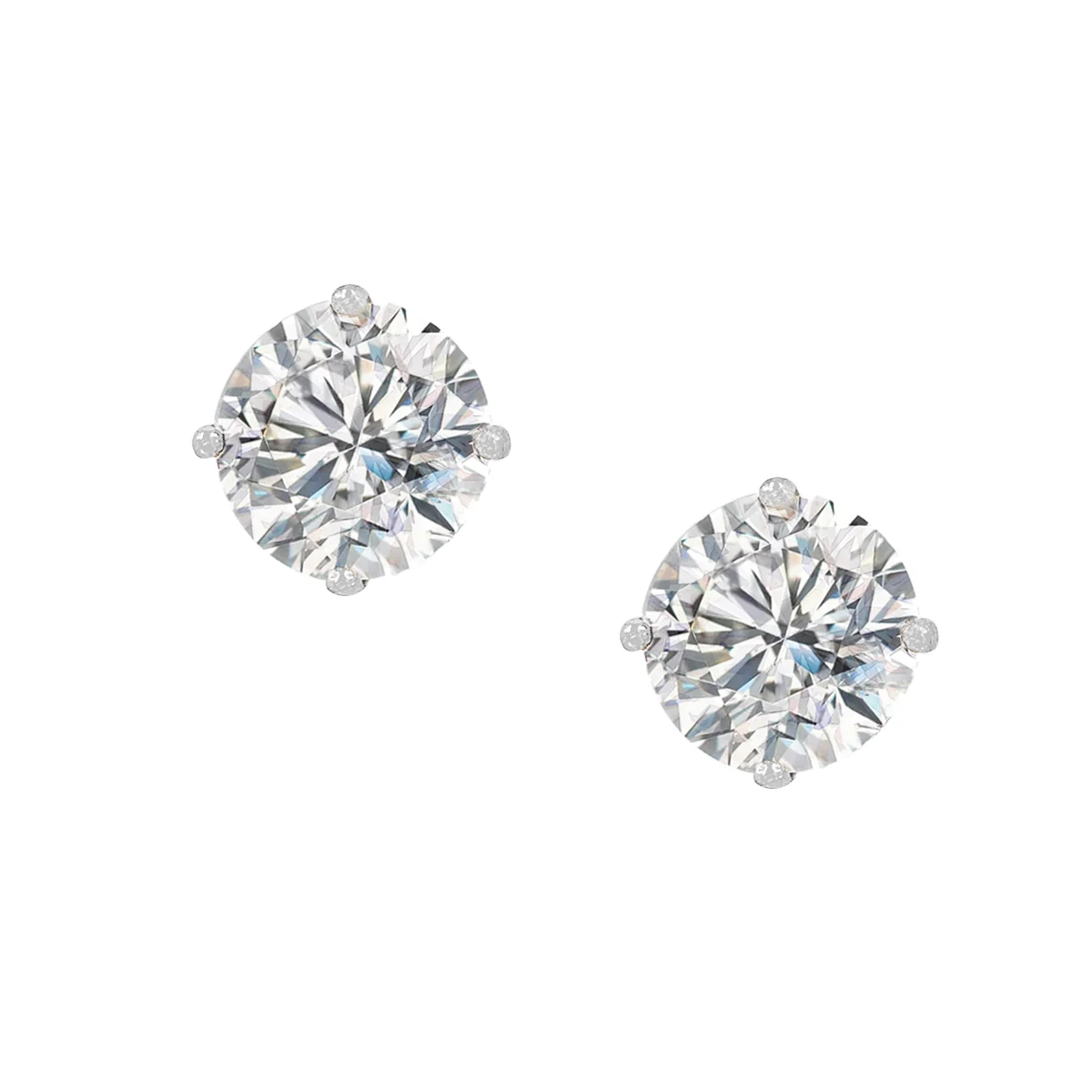 14K Faux Diamond Stud Earrings - Image 6