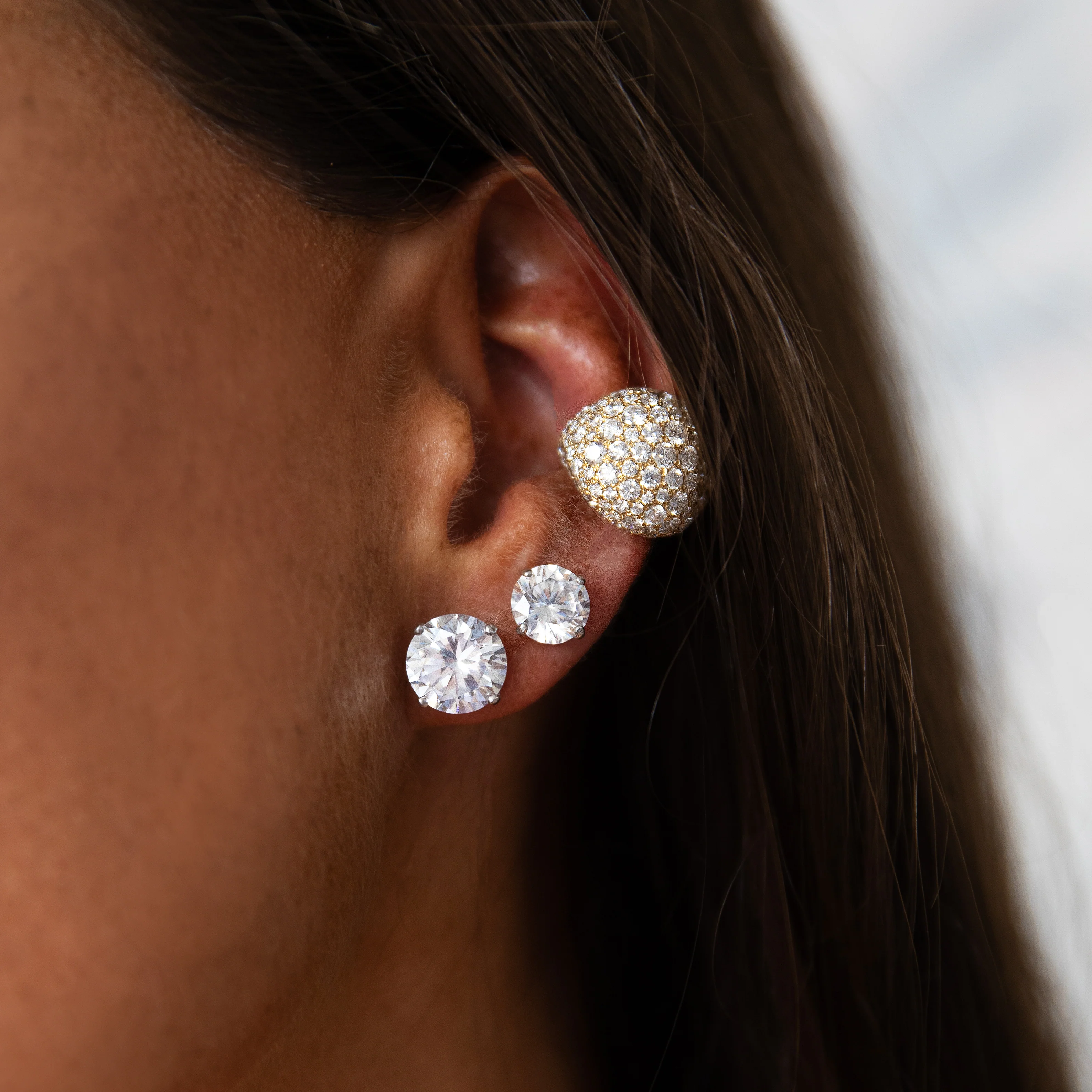 14K Faux Diamond Stud Earrings - Image 7