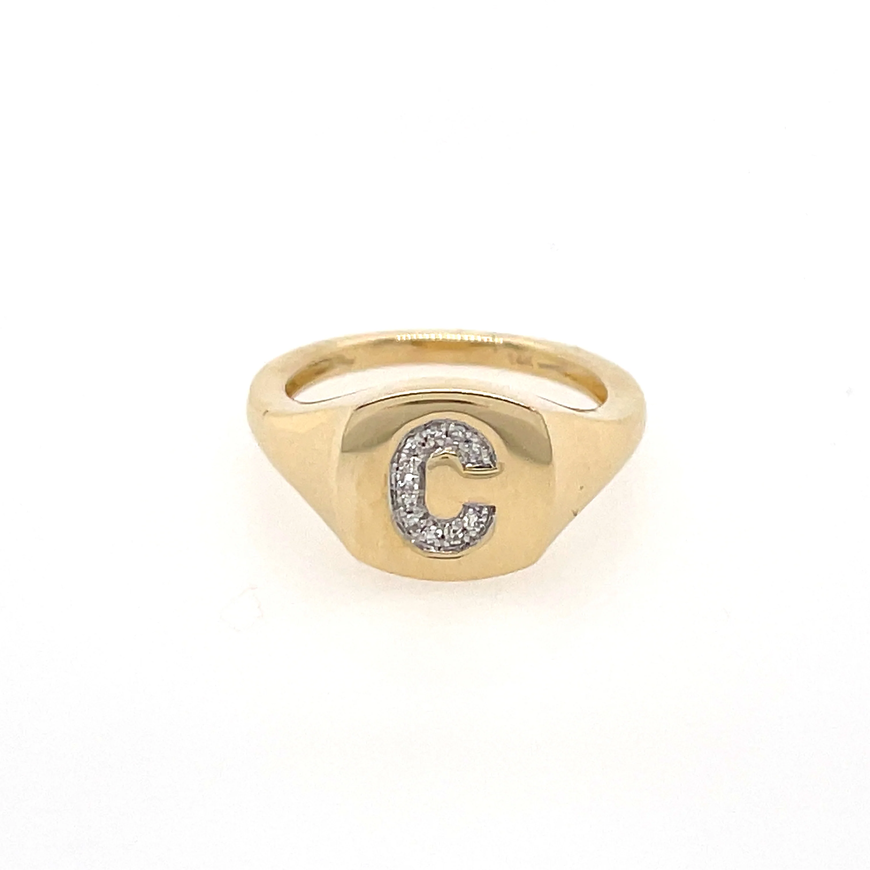 Diamond Initial Signet Ring - Image 3