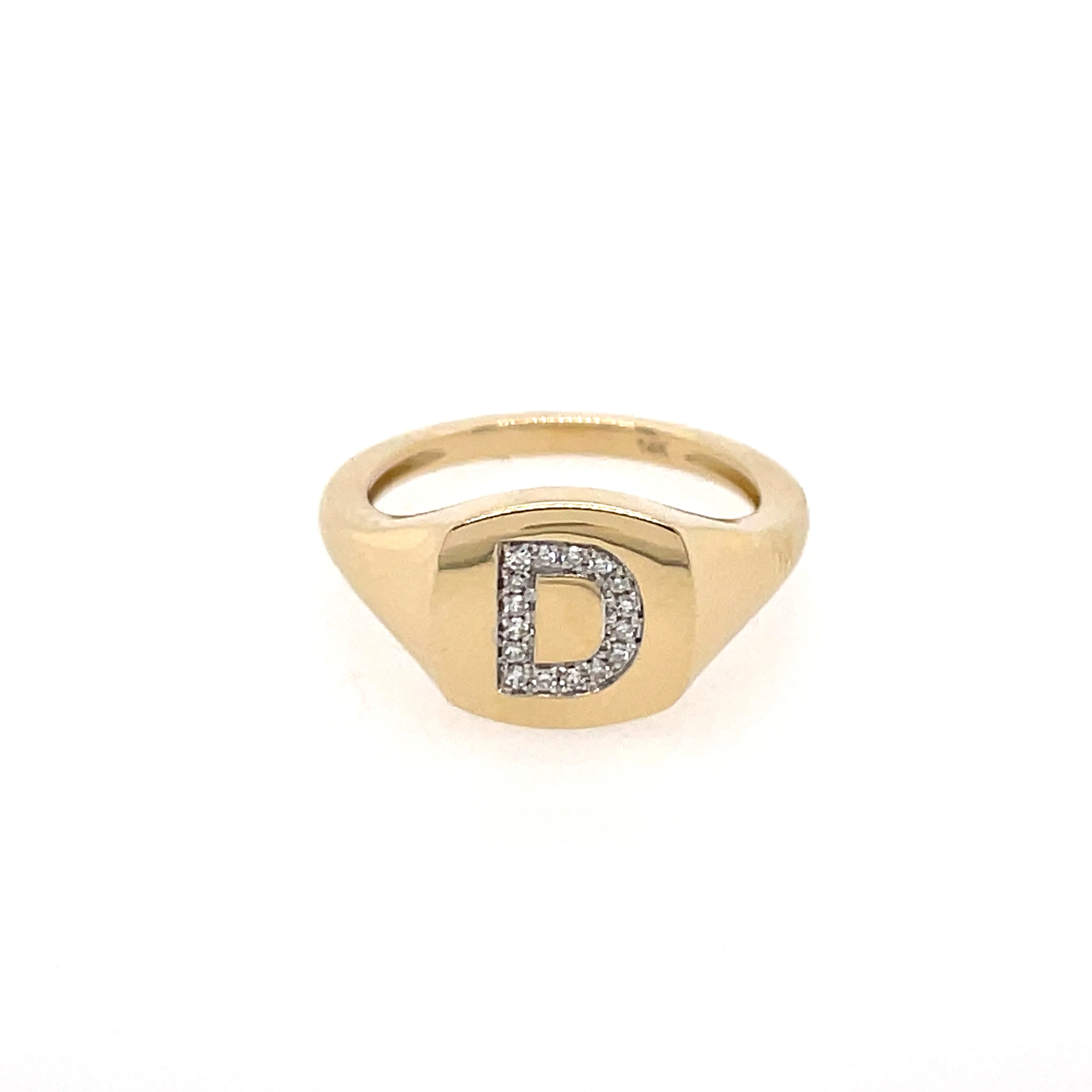 Diamond Initial Signet Ring - Image 4