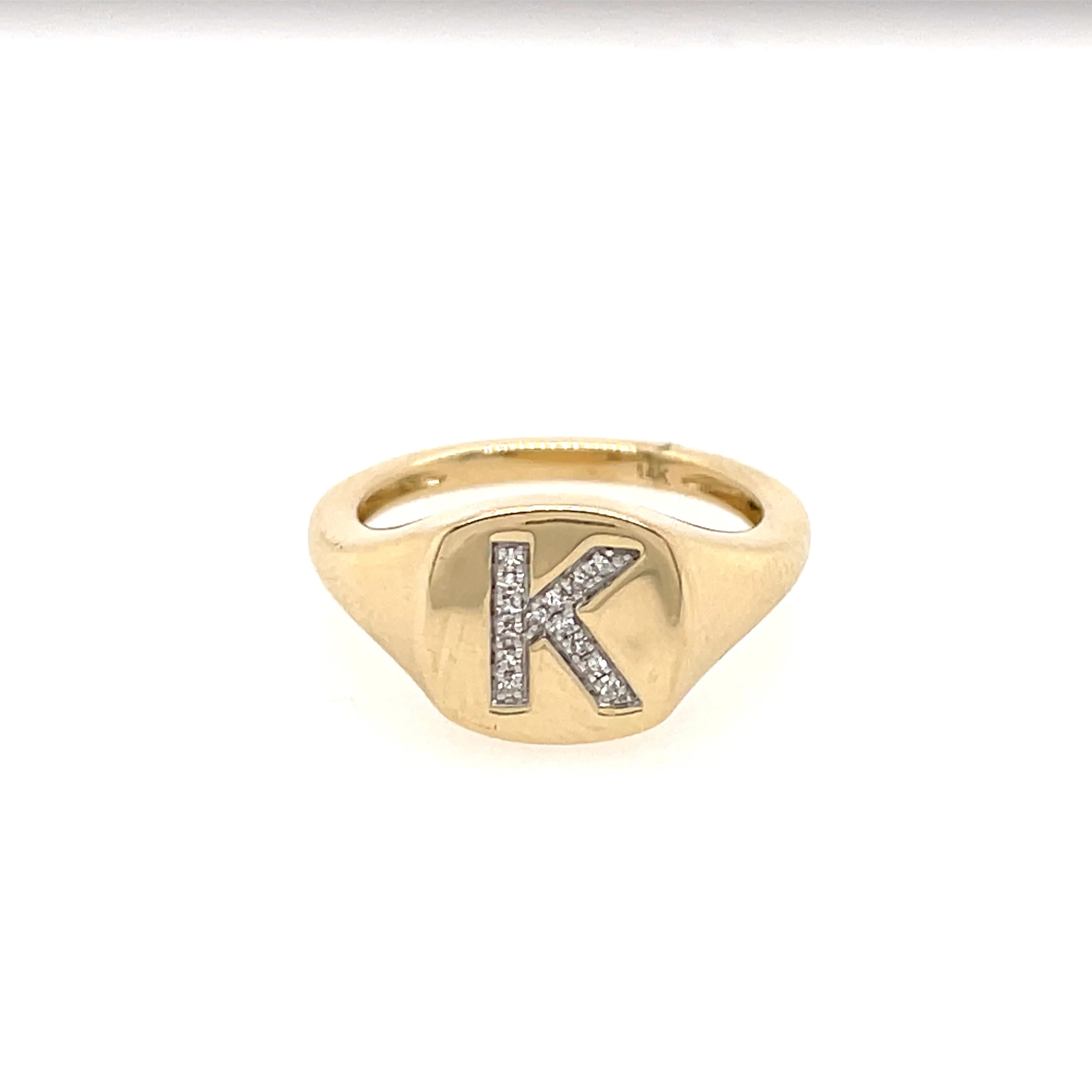 Diamond Initial Signet Ring - Image 6