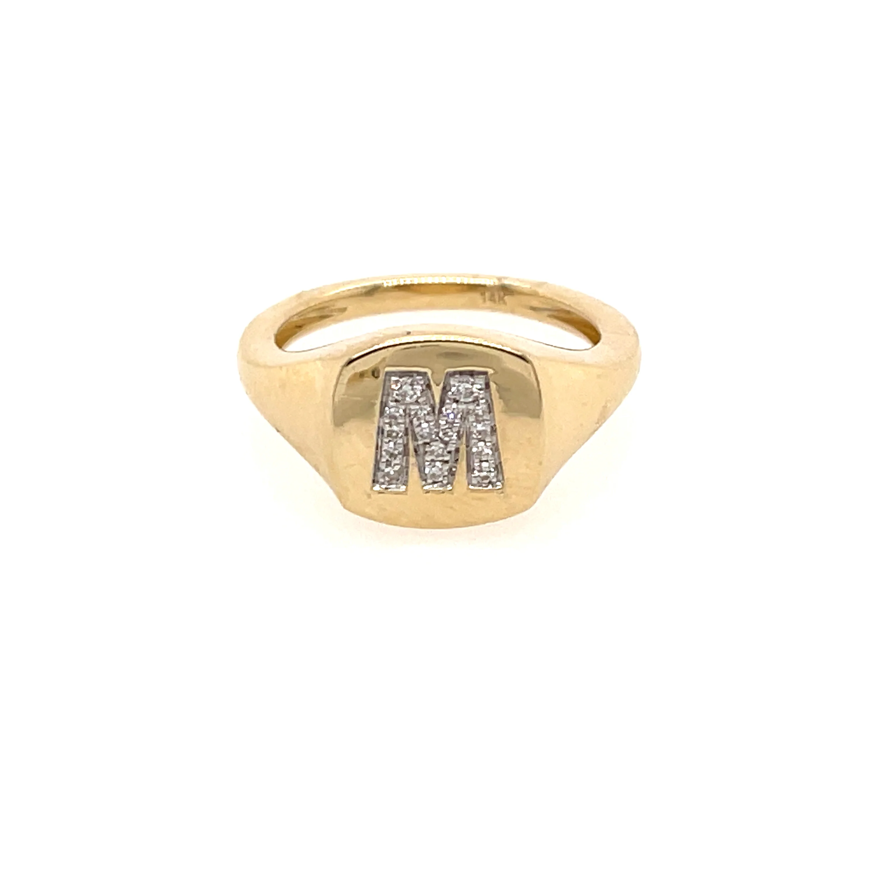 Diamond Initial Signet Ring - Image 7