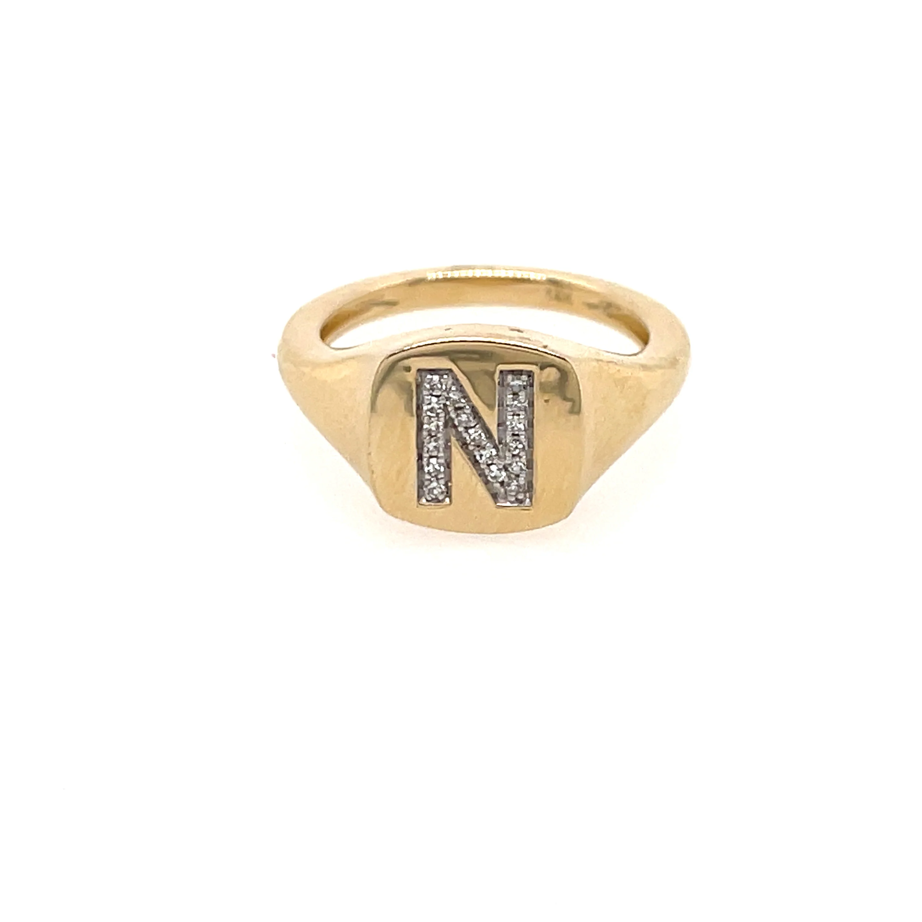 Diamond Initial Signet Ring - Image 8