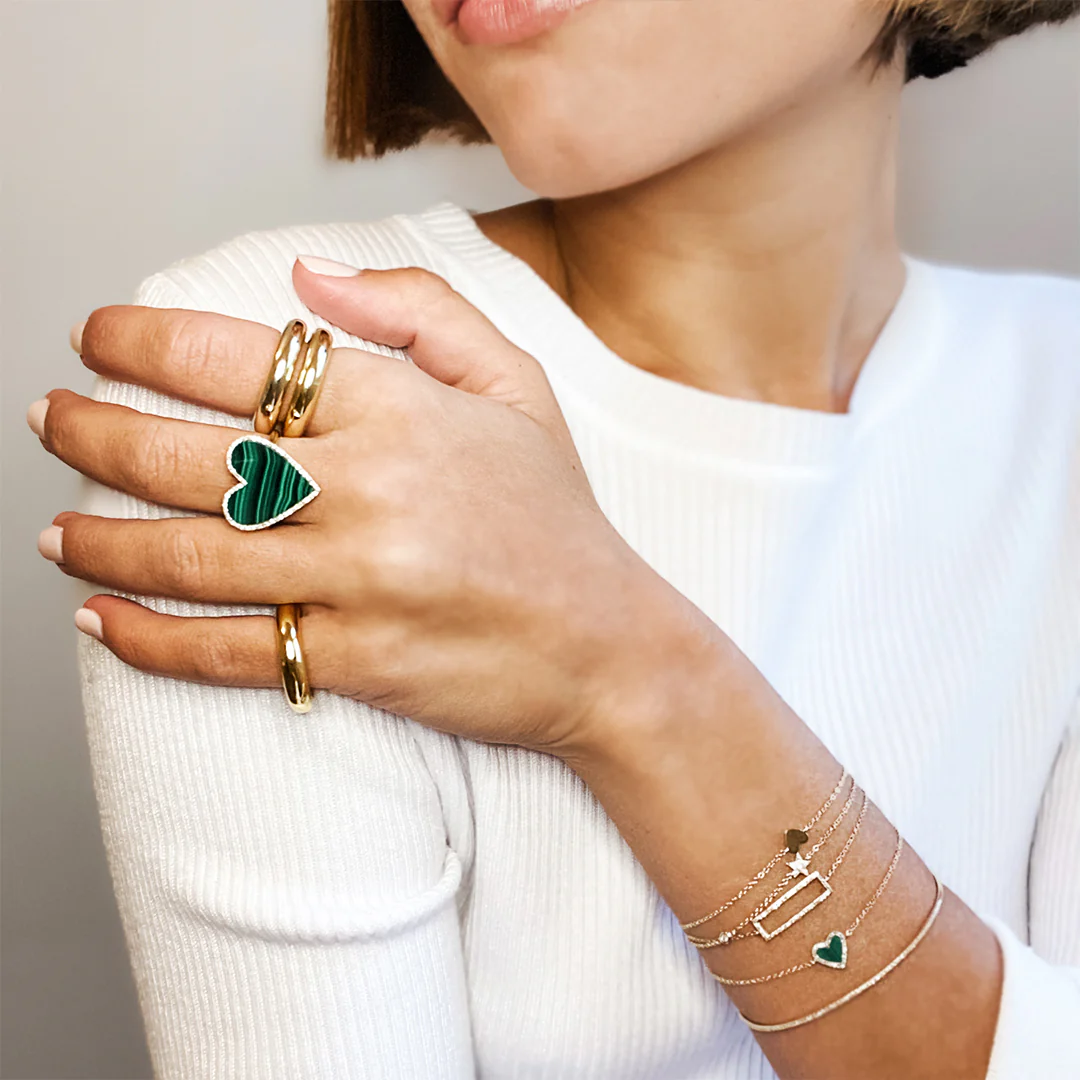 Diamond & Malachite Heart Bracelet - Image 3