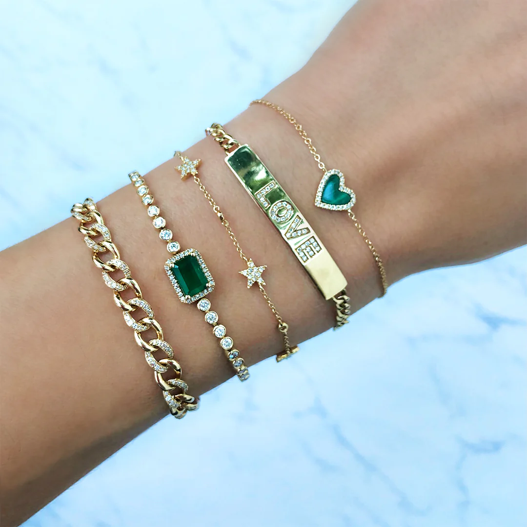 Diamond & Malachite Heart Bracelet - Image 4