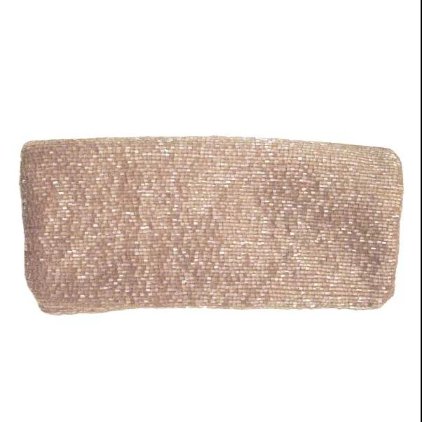 Taupe Beaded Clutch - Image 3