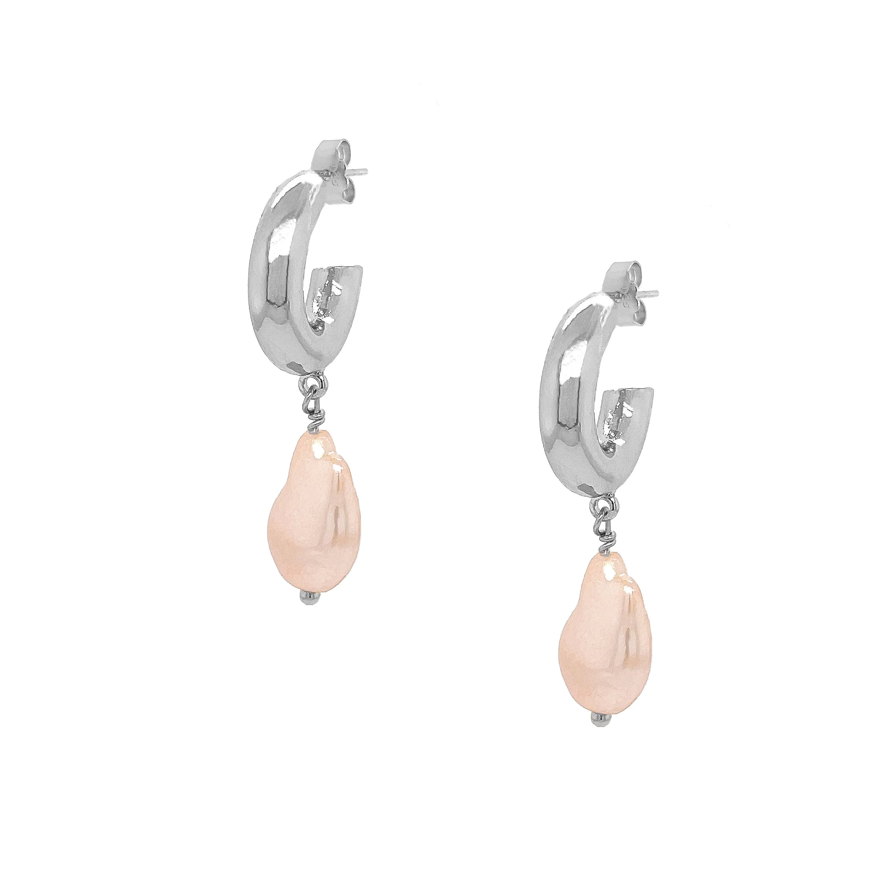 SALE Pink Pearl Hoop Earrings - Image 3